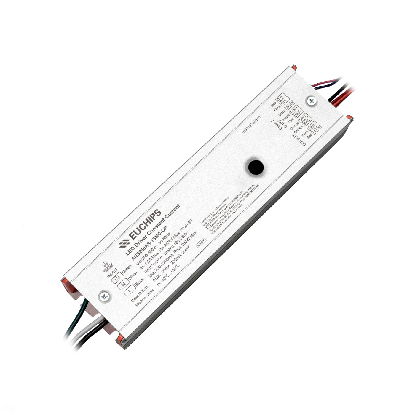 250W 700~1200mA*1ch 0/1-10V CC Driver ANS250AS-1SMC-OP