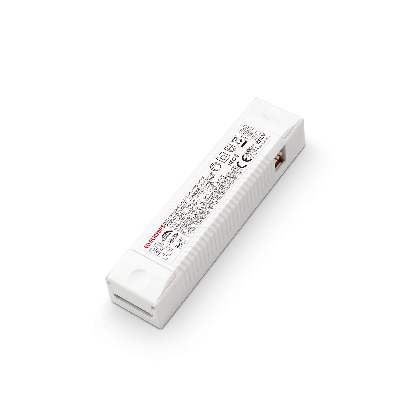 15W 280~450mA*2ch NFC DALI CC Driver EUPS15D-2HNC-D