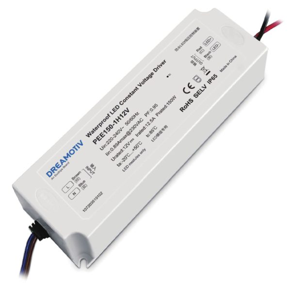 150W 12VDC Non-dimmable Waterproof CV Driver PEE150-1H12V