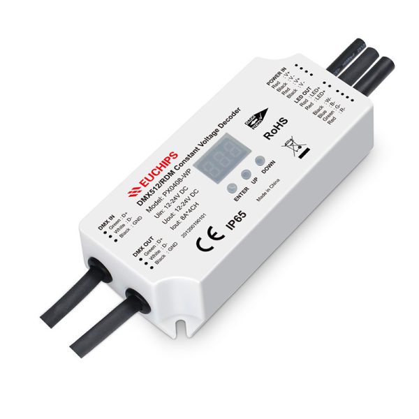 8A*4ch 12-24VDC Waterproof CV DMX Decoder PX0408-WP