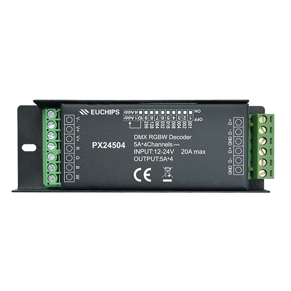 5A*4ch 240~480W 12-24VAC Connector DIP Switch CV DMX Decoder PX24504