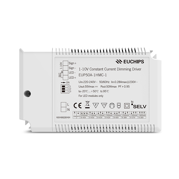 50W 1050~1400mA*1ch 0/1-10V CC Driver EUP50A-1HMC-1