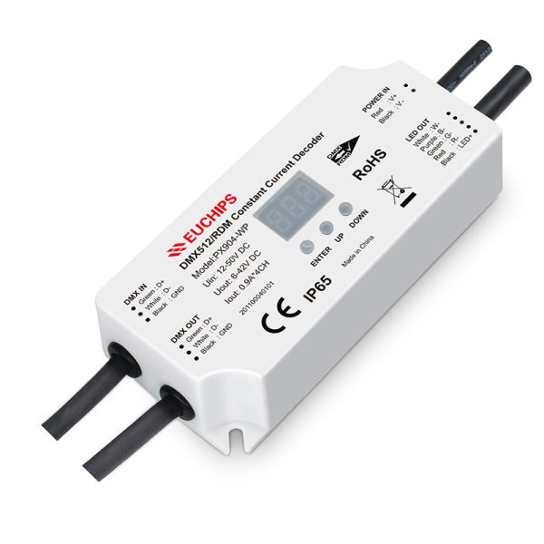 0.9A*4ch 12-24VDC Waterproof CC DMX Decoder PX904-WP