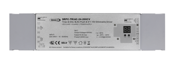200W 24VDC DALI DT6 Triac Constant Voltage Dimmable Driver With 4 Dimming Interfaces In 1 SRPC-TRIAC-24-200CV