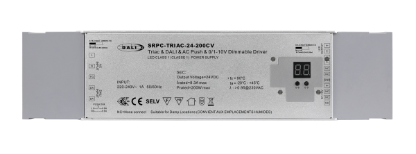 200W 24VDC DALI DT6 Triac Constant Voltage Dimmable Driver With 4 Dimming Interfaces In 1 SRPC-TRIAC-24-200CV