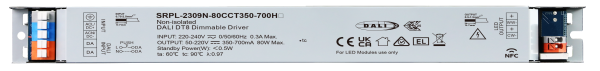 80W DALI DT8 Non-SELV NFC LED Driver (Constant Current) SRPL-2309N-80CCT350-700H
