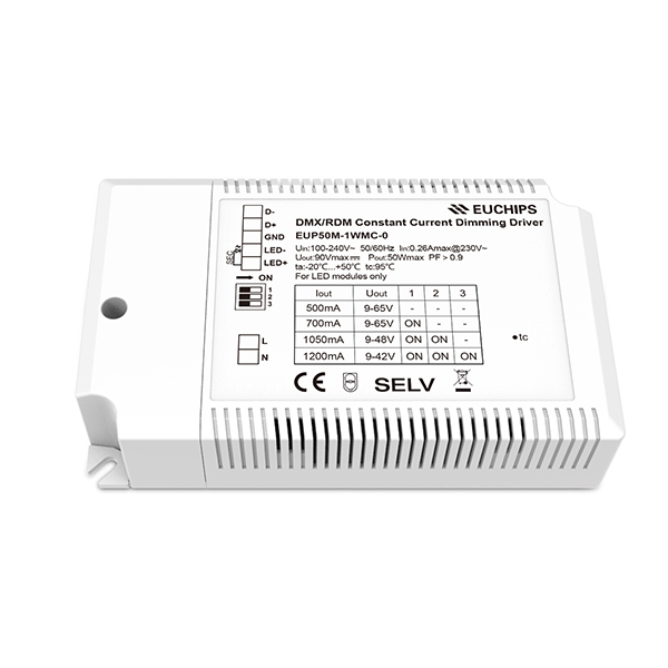 50W 500/650/700/850/1000/1050/1200mA CC DMX Driver EUP50M-1WMC-0
